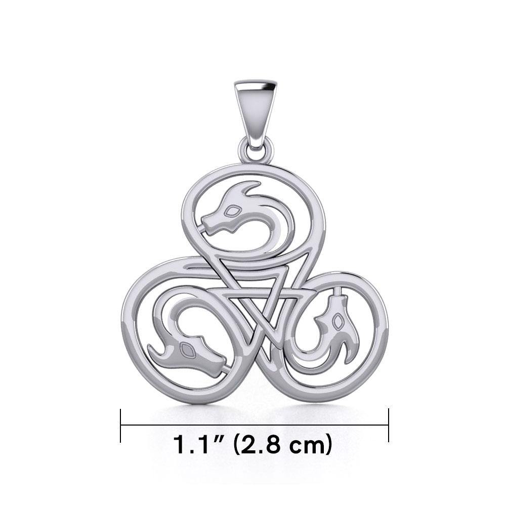 Dragon with Triskele Silver Pendant TPD5819