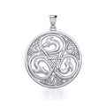 Dragon with Triskele Sterling Silver Disc Pendant TPD5820