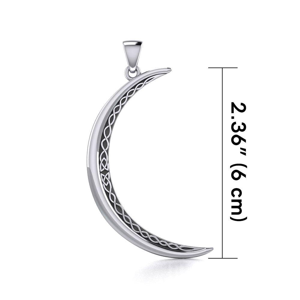 Crescent Moon with Celtic Design Sterling Silver Large Pendant TPD5835