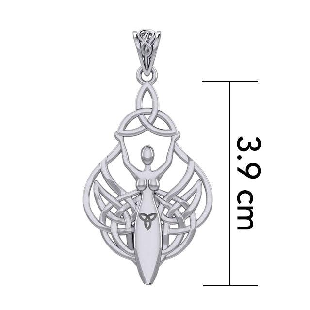 Celtic Goddess Holding Trinity Knot Sterling Silver Pendant TPD5847