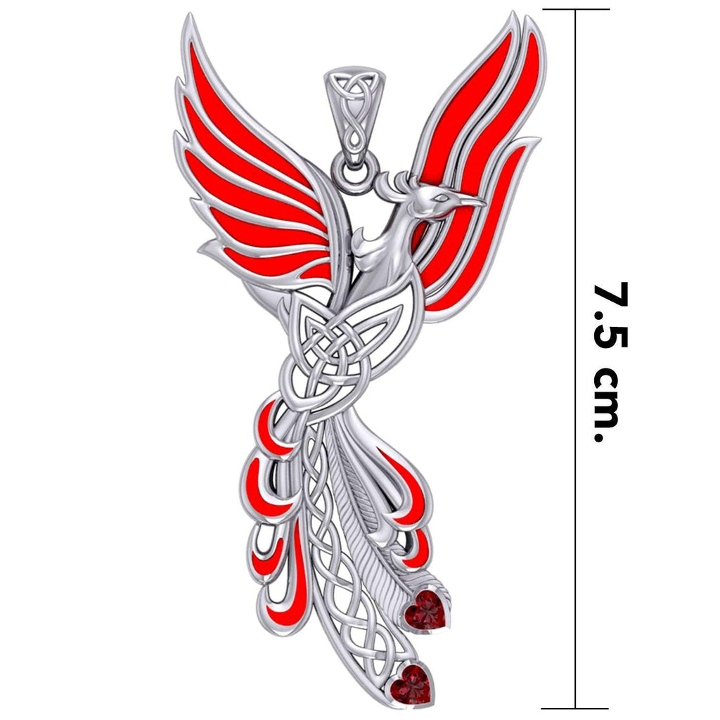 Celtic Phoenix Sterling Silver Pendant with Gems and Enamel TPD5873