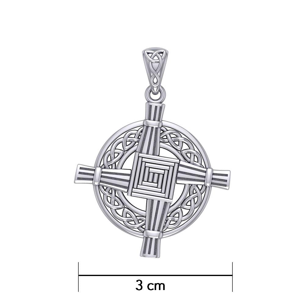 Saint Brigids Cross with Celtic Sterling Silver Pendant TPD5880