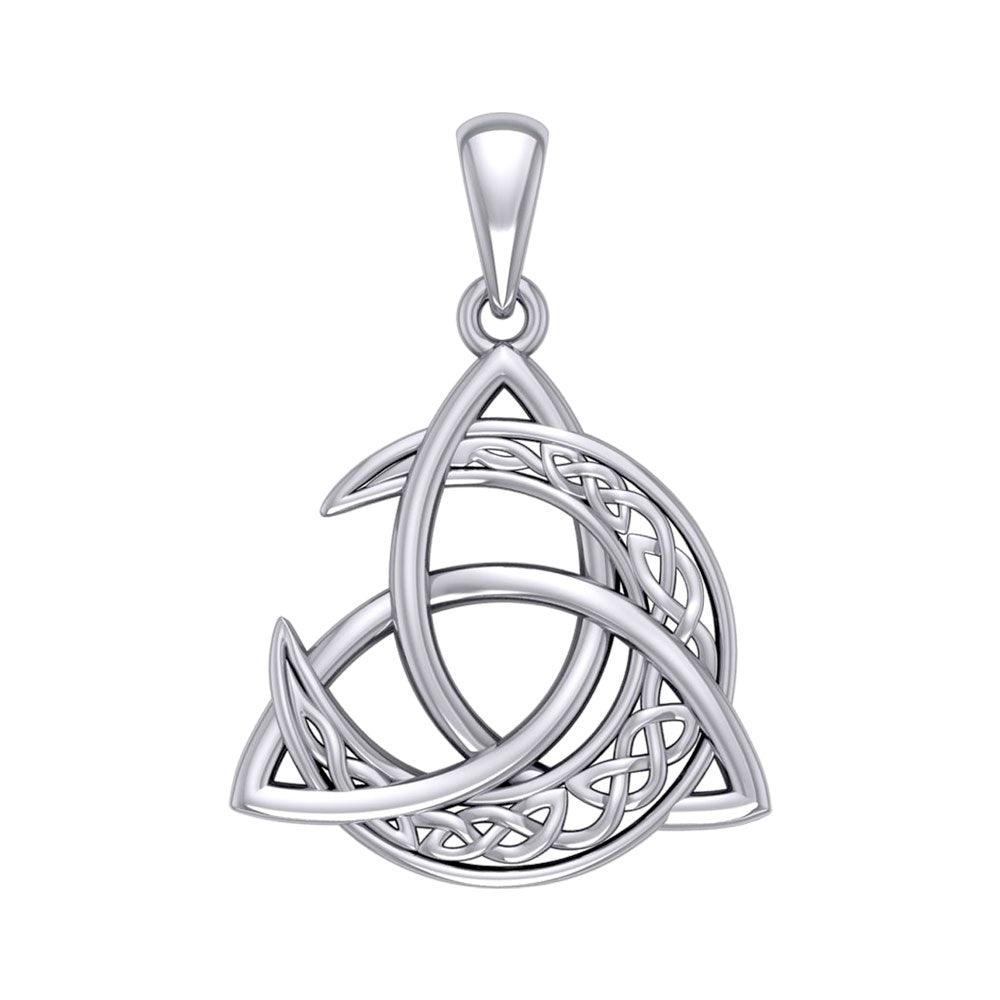 Trinity Knot with Celtic Crescent Moon Sterling Silver Pendant TPD5884