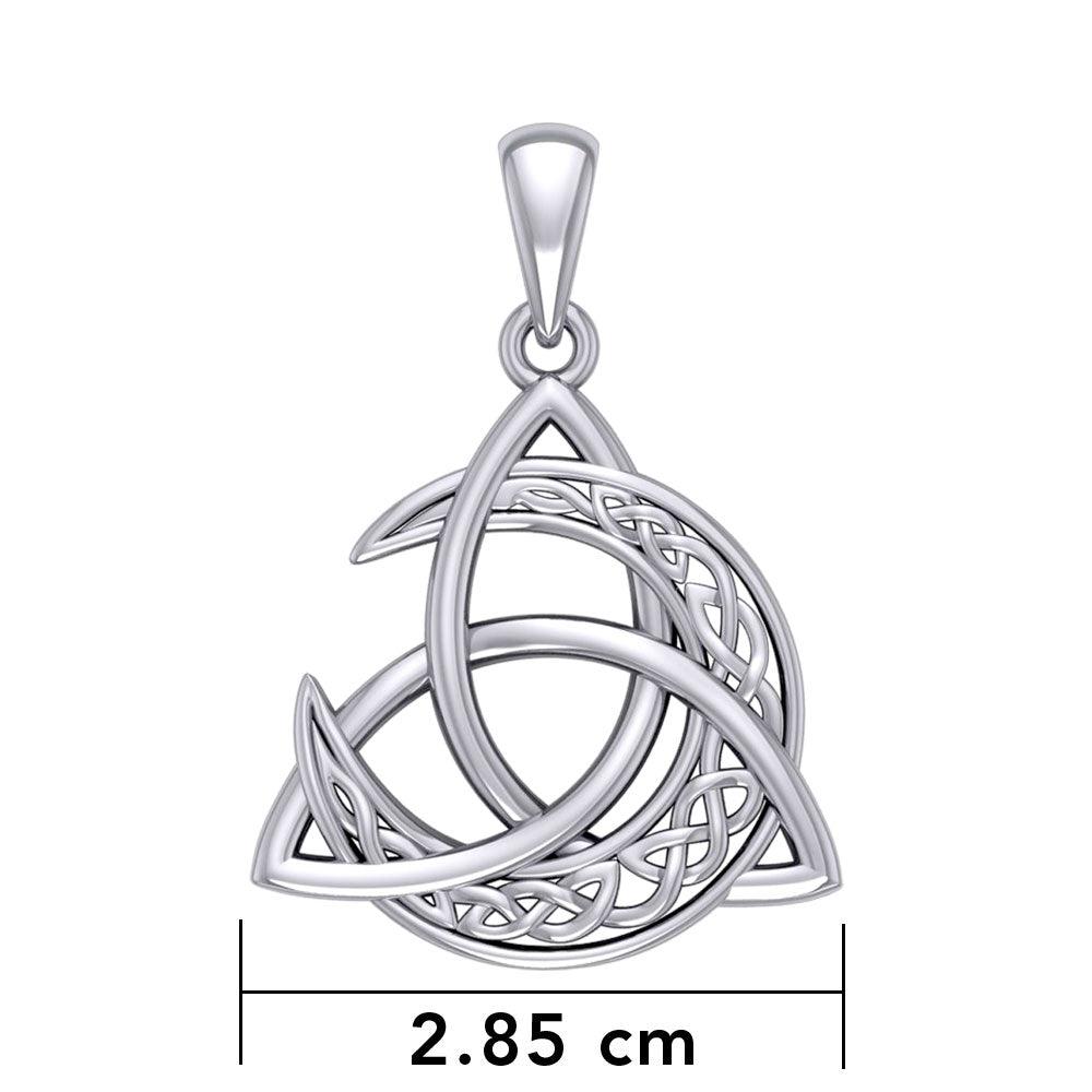 Trinity Knot with Celtic Crescent Moon Sterling Silver Pendant TPD5884