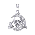 Trinity Knot with Celtic Crescent Moon and Triskele Sterling Silver Pendant TPD5885