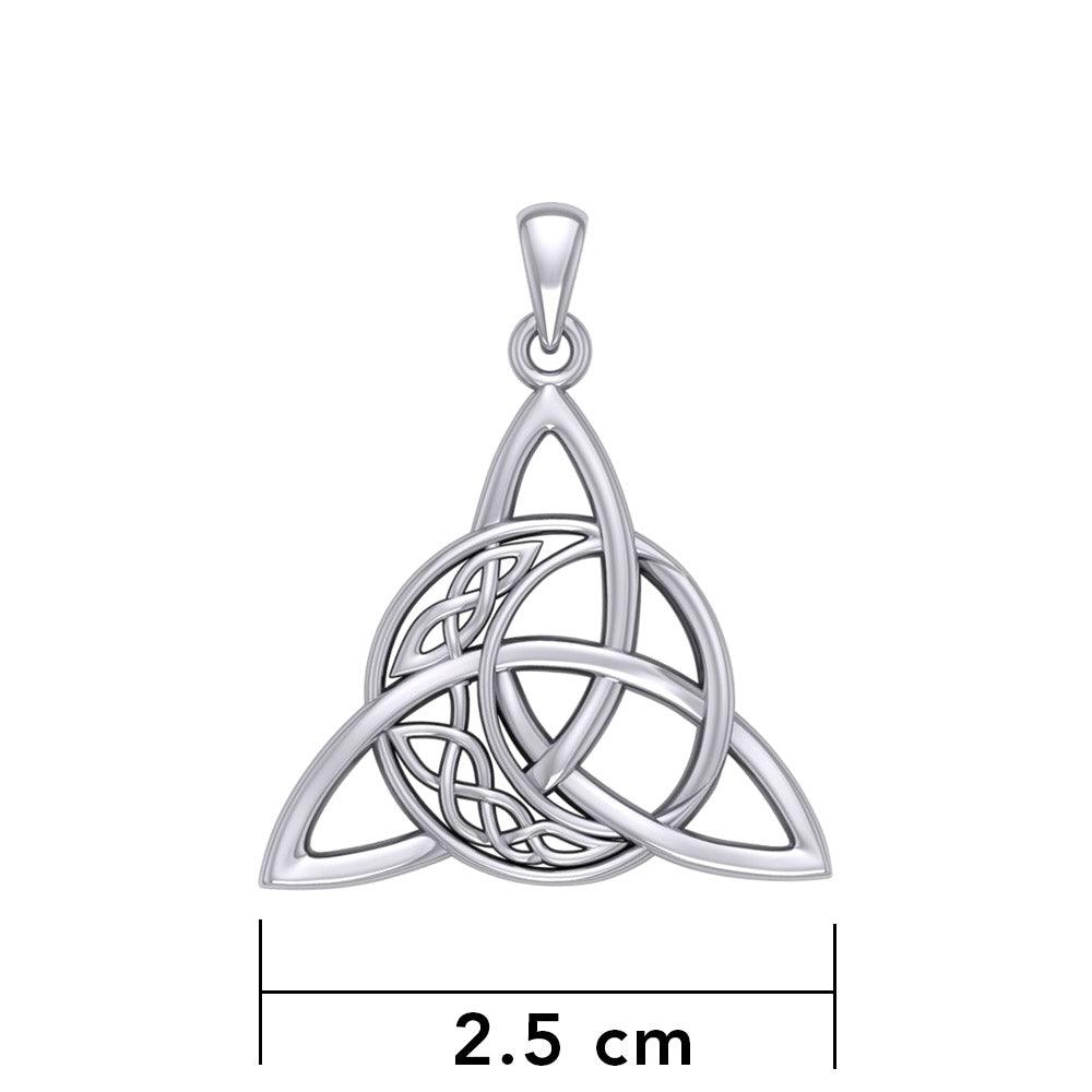Triquetra and Celtic Crescent Moon Sterling Silver Pendant TPD5887