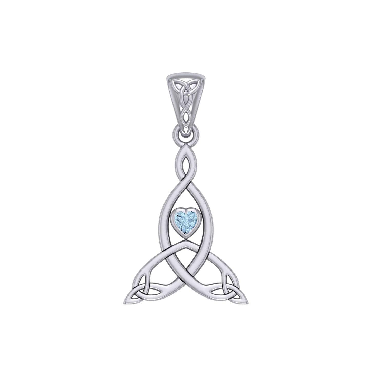 Celtic Mother Knot Silver Pendant with Gemstone TPD5911