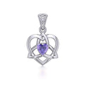 The Small Celtic Trinity Heart Sterling Silver Pendant with Gemstone TPD5913