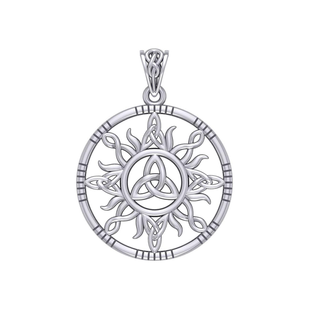 The Sun and Celtic Trinity Knot Sterling Silver Pendant TPD5924