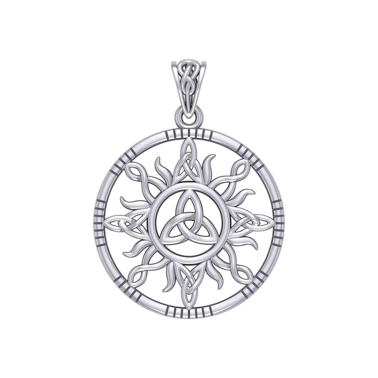 The Sun and Celtic Trinity Knot Sterling Silver Pendant TPD5924