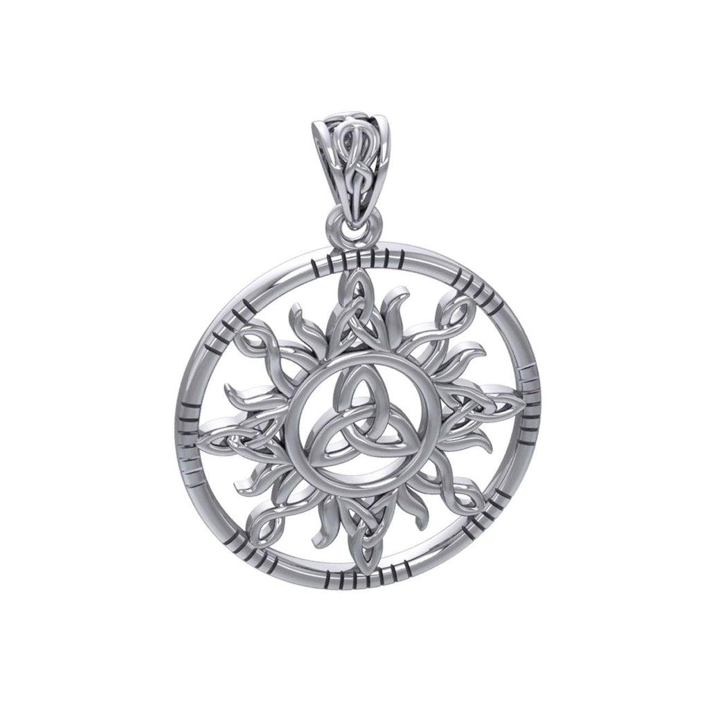 The Sun and Celtic Trinity Knot Sterling Silver Pendant TPD5924