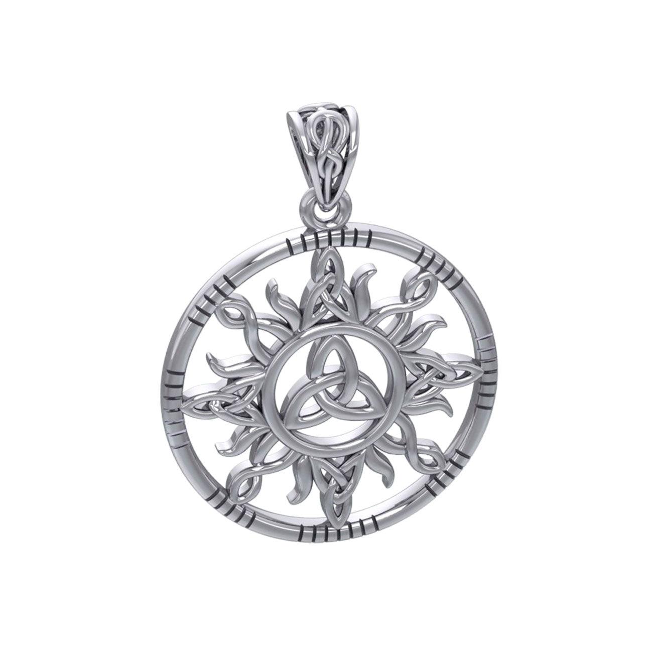 The Sun and Celtic Trinity Knot Sterling Silver Pendant TPD5924