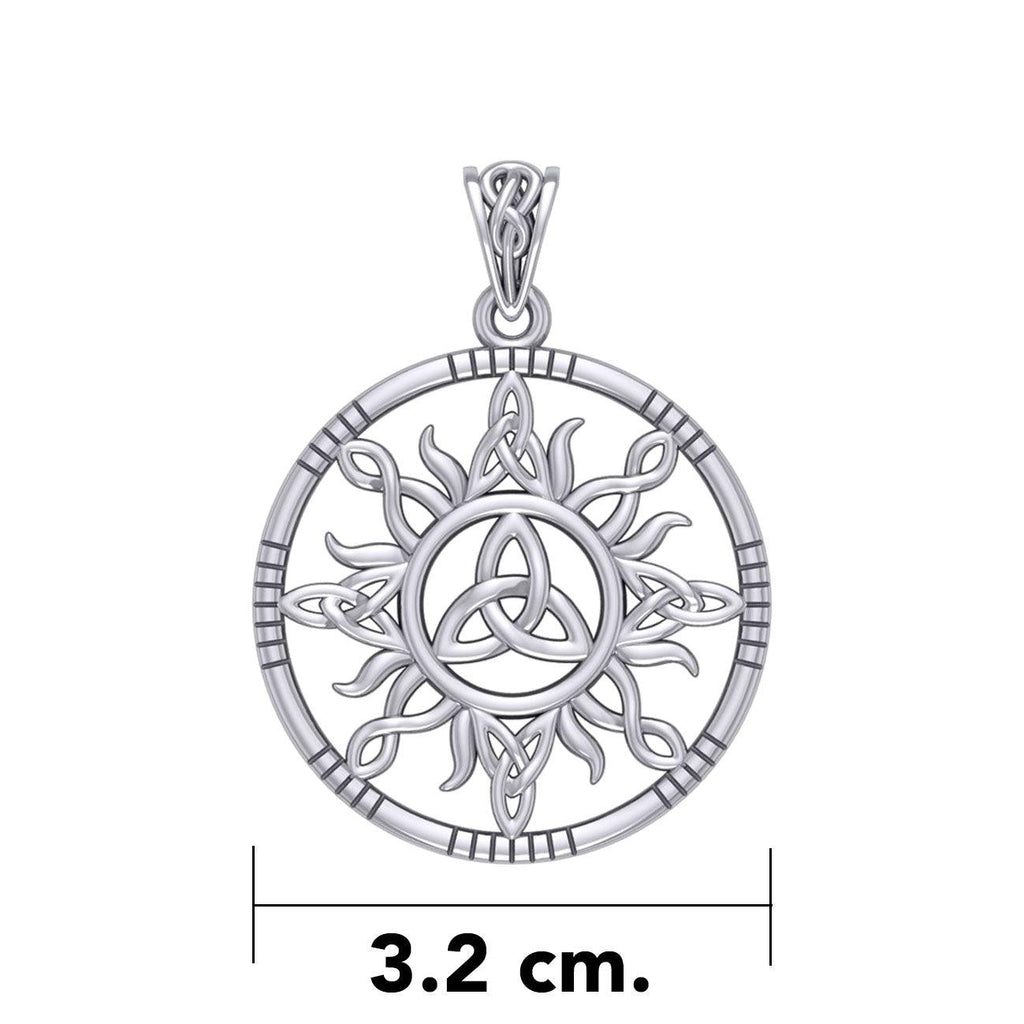 The Sun and Celtic Trinity Knot Sterling Silver Pendant TPD5924
