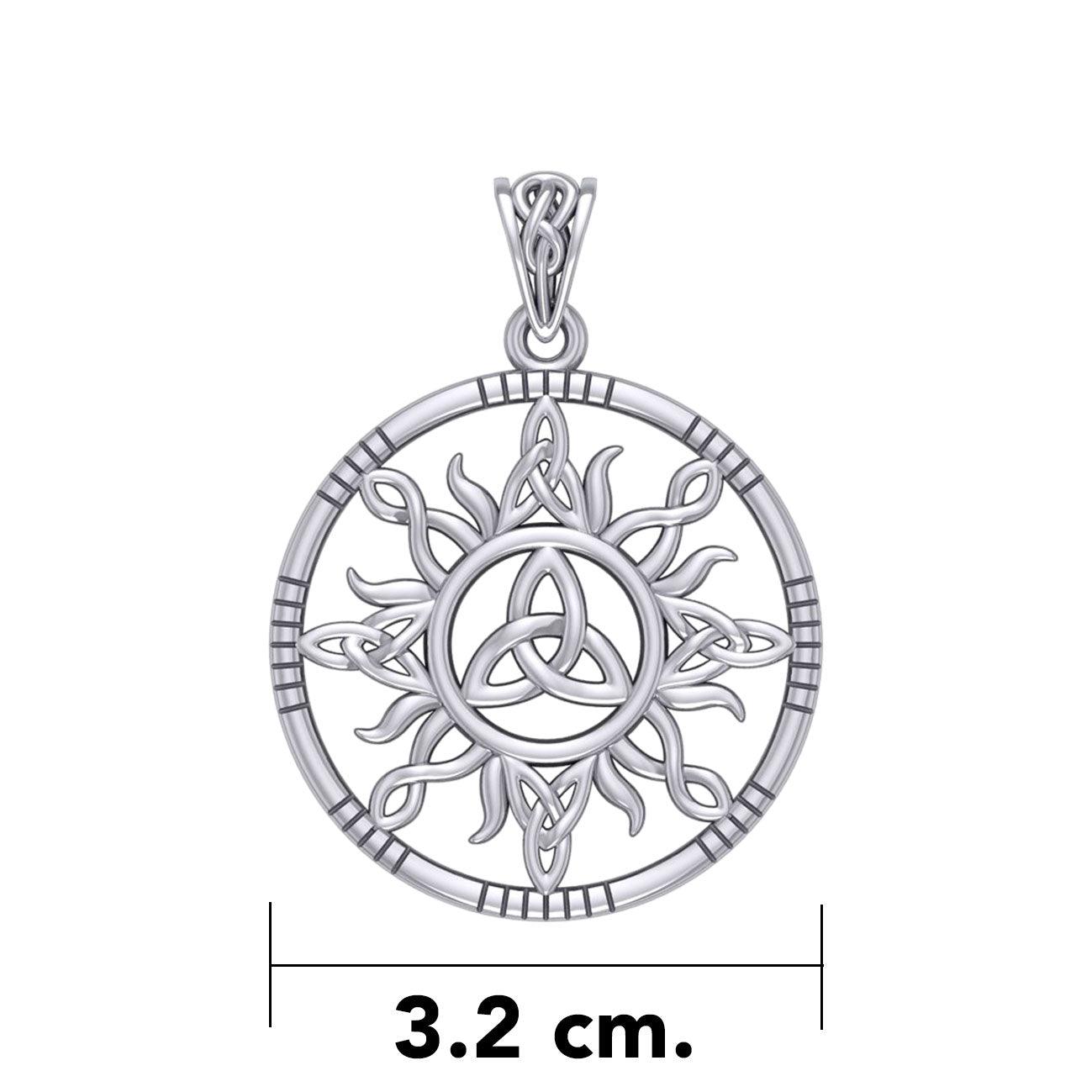 The Sun and Celtic Trinity Knot Sterling Silver Pendant TPD5924