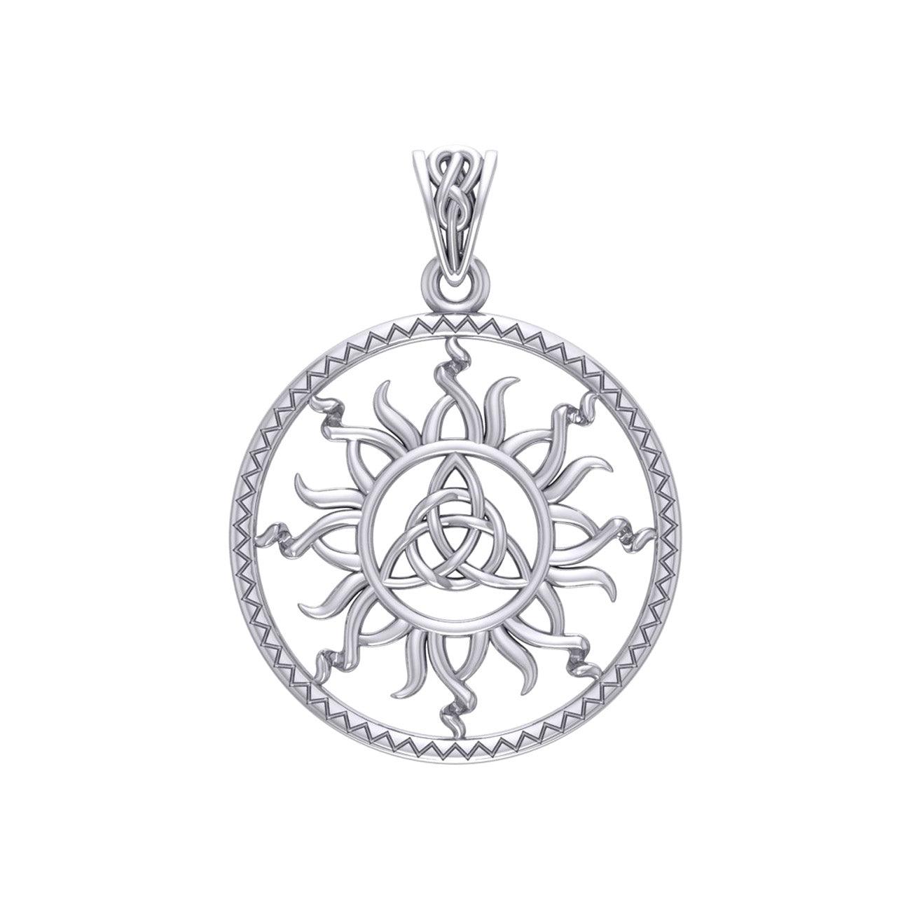 The Sun and Celtic Triquetra Sterling Silver Pendant TPD5928
