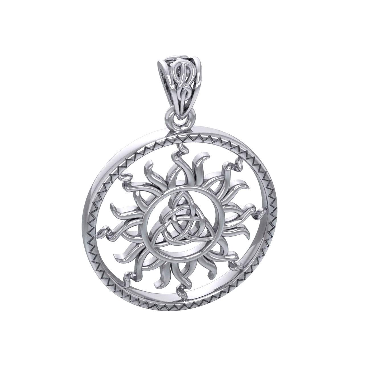 The Sun and Celtic Triquetra Sterling Silver Pendant TPD5928