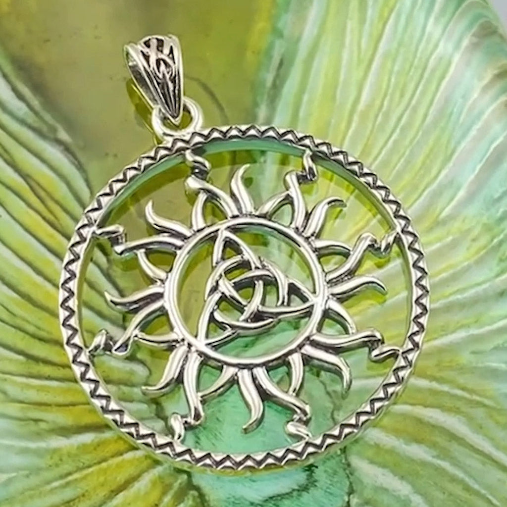 The Sun and Celtic Triquetra Sterling Silver Pendant TPD5928