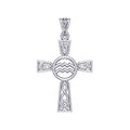 Celtic Cross Aquarius Astrology Zodiac Sign Sterling Silver Pendant TPD5946