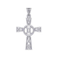 Celtic Cross Gemini Astrology Zodiac Sign Silver Pendant TPD5950
