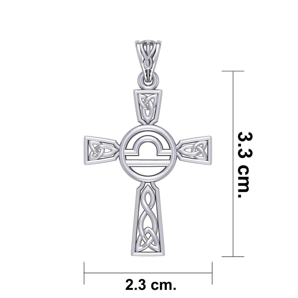 Celtic Cross Libra Astrology Zodiac Sign Sterling Silver Pendant TPD5954