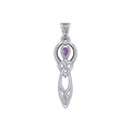 Celtic Knotwork Goddess with Gemstone Sterling Silver Pendant TPD5968