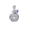 Celtic Spiritual Fruit Apple with Double Heart Sterling Silver Pendant with Gemstone TPD5987