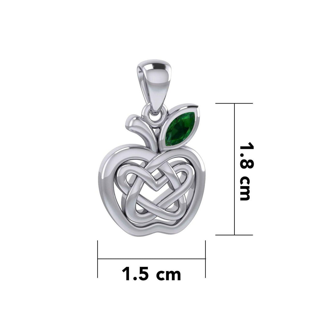 Celtic Spiritual Fruit Apple with Double Heart Sterling Silver Pendant with Gemstone TPD5987