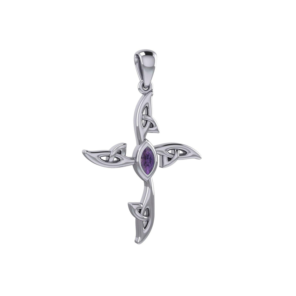 A beautiful statement of pride and faith ~ Celtic Cross Sterling Silver Pendant with Gem TPD5988