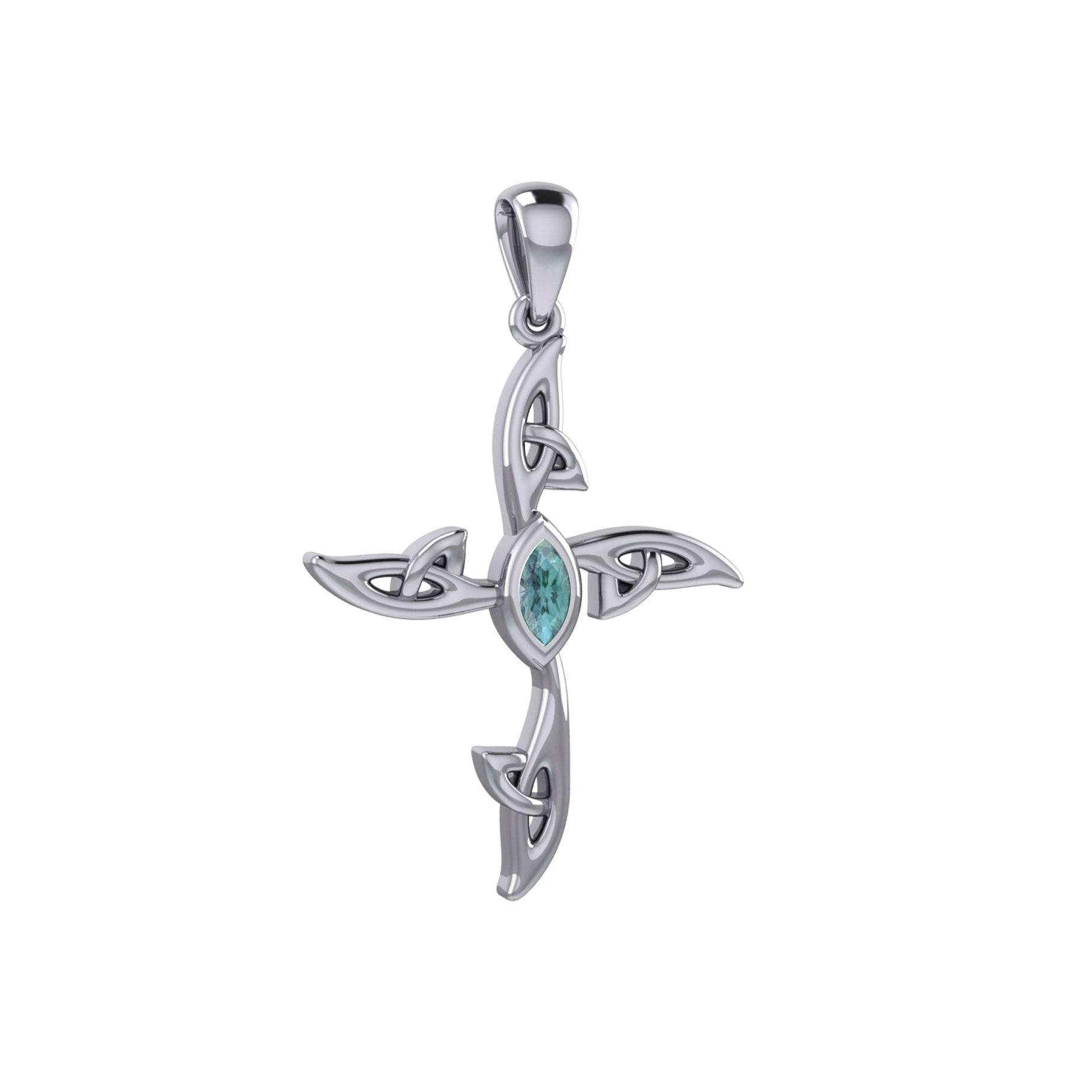 A beautiful statement of pride and faith ~ Celtic Cross Sterling Silver Pendant with Gem TPD5988