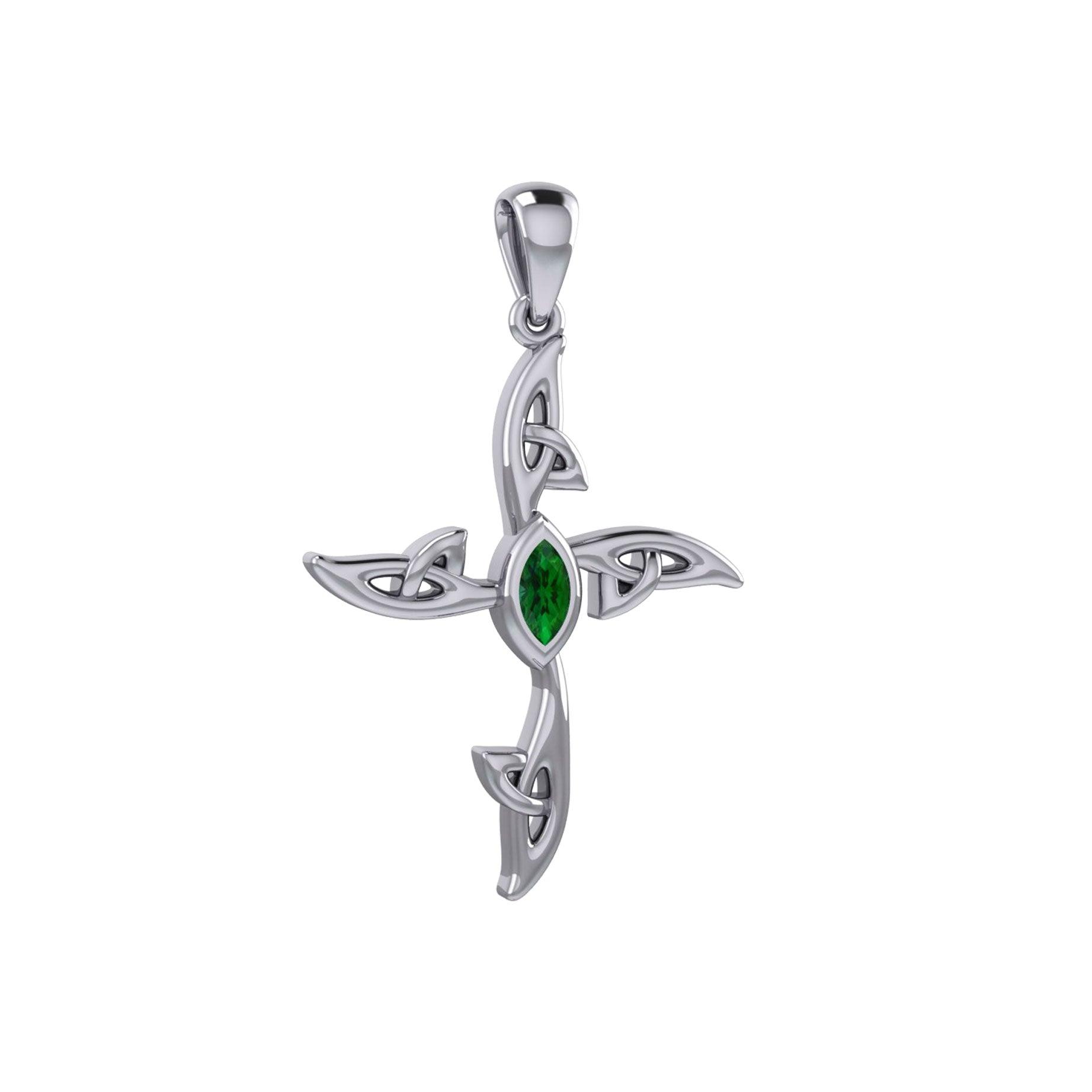 A beautiful statement of pride and faith ~ Celtic Cross Sterling Silver Pendant with Gem TPD5988