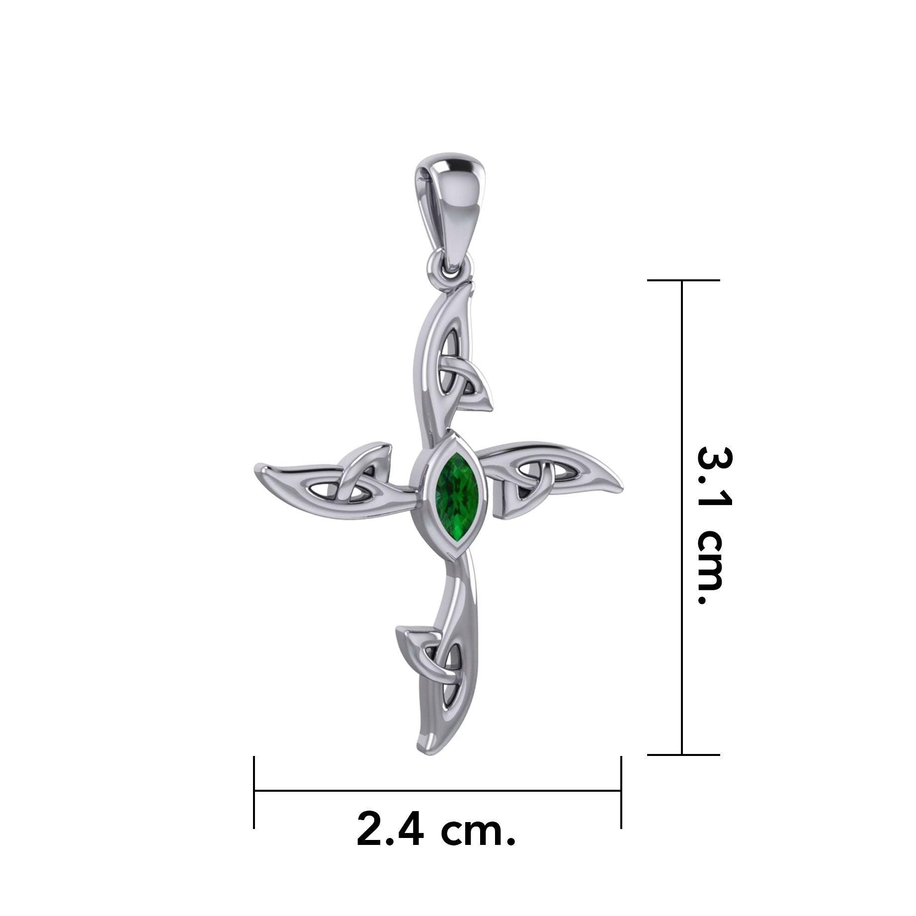 A beautiful statement of pride and faith ~ Celtic Cross Sterling Silver Pendant with Gem TPD5988