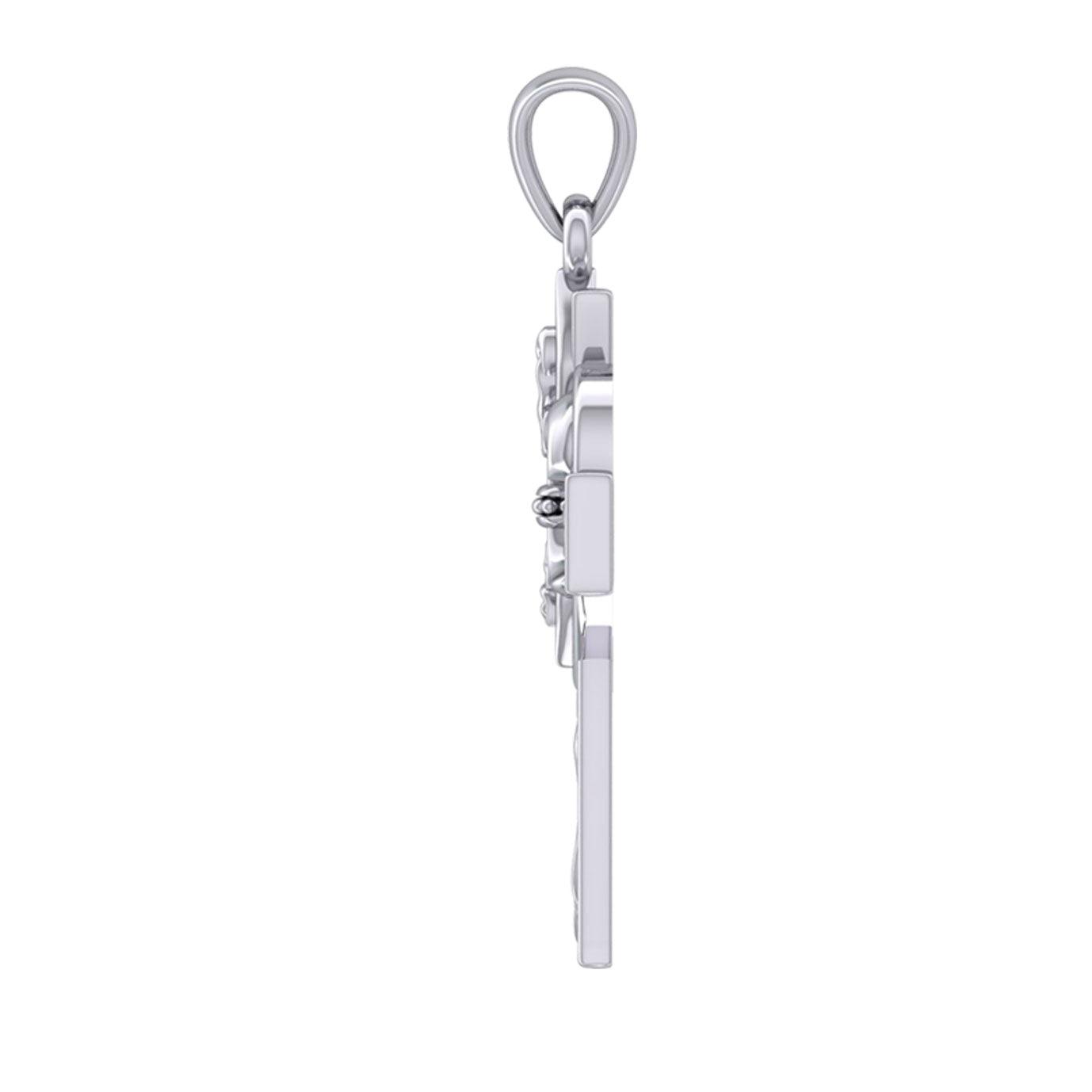 A powerful combination of Celtic elements ~ Fleur-de-Lis and Celtic Cross Sterling Silver Pendant TPD5994