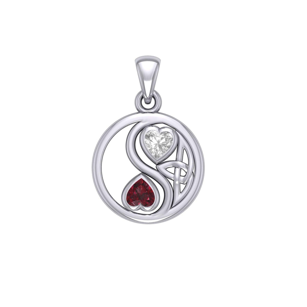 Celtic Yin Yang Love Silver Pendant with Gemstone TPD6019