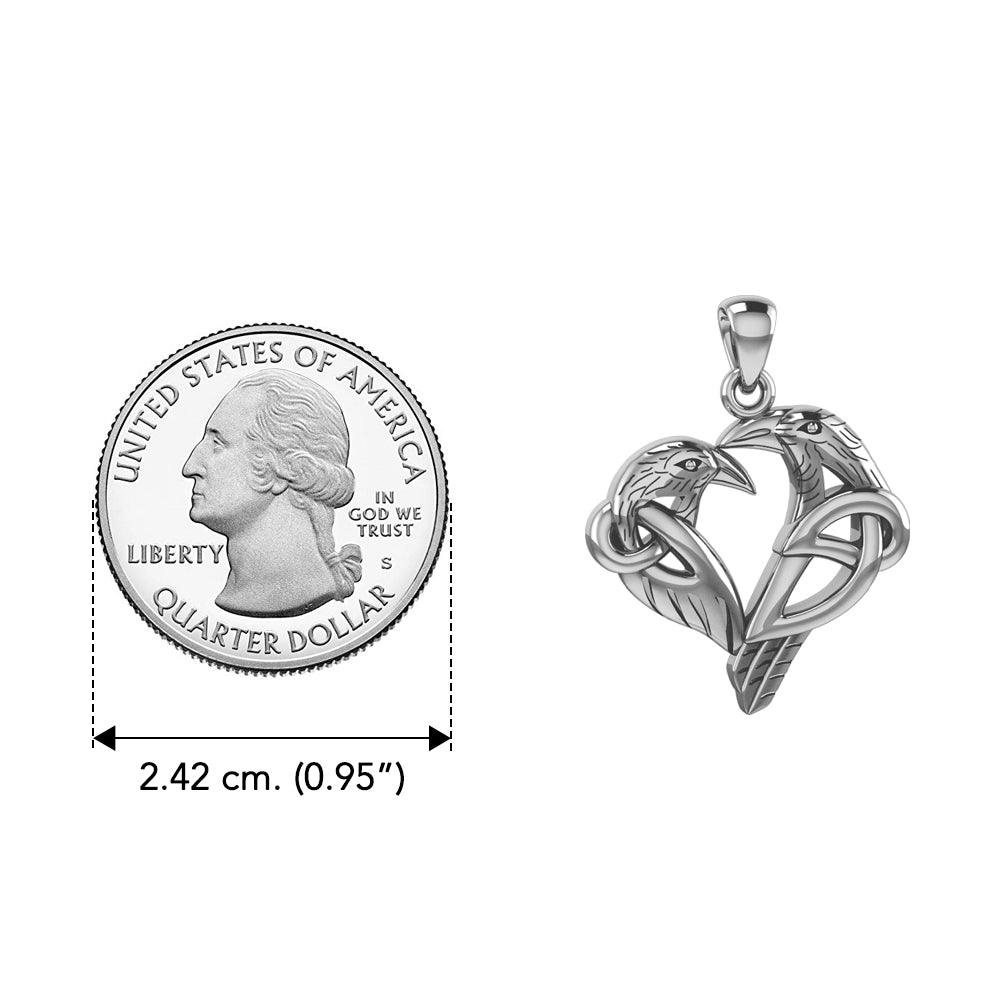 Love of The Mythical Celtic Heart Raven Sterling Silver Pendant TPD6025