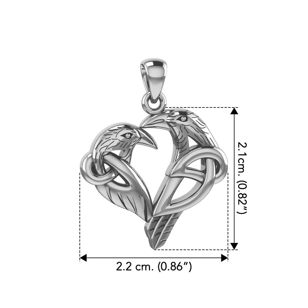 Love of The Mythical Celtic Heart Raven Sterling Silver Pendant TPD6025
