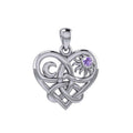Celtic Trinity Heart with Sun and Moon Silver Pendant with Gemstone TPD6026