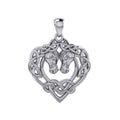 Double Horses in The Celtic Heart Silver Pendant TPD6027