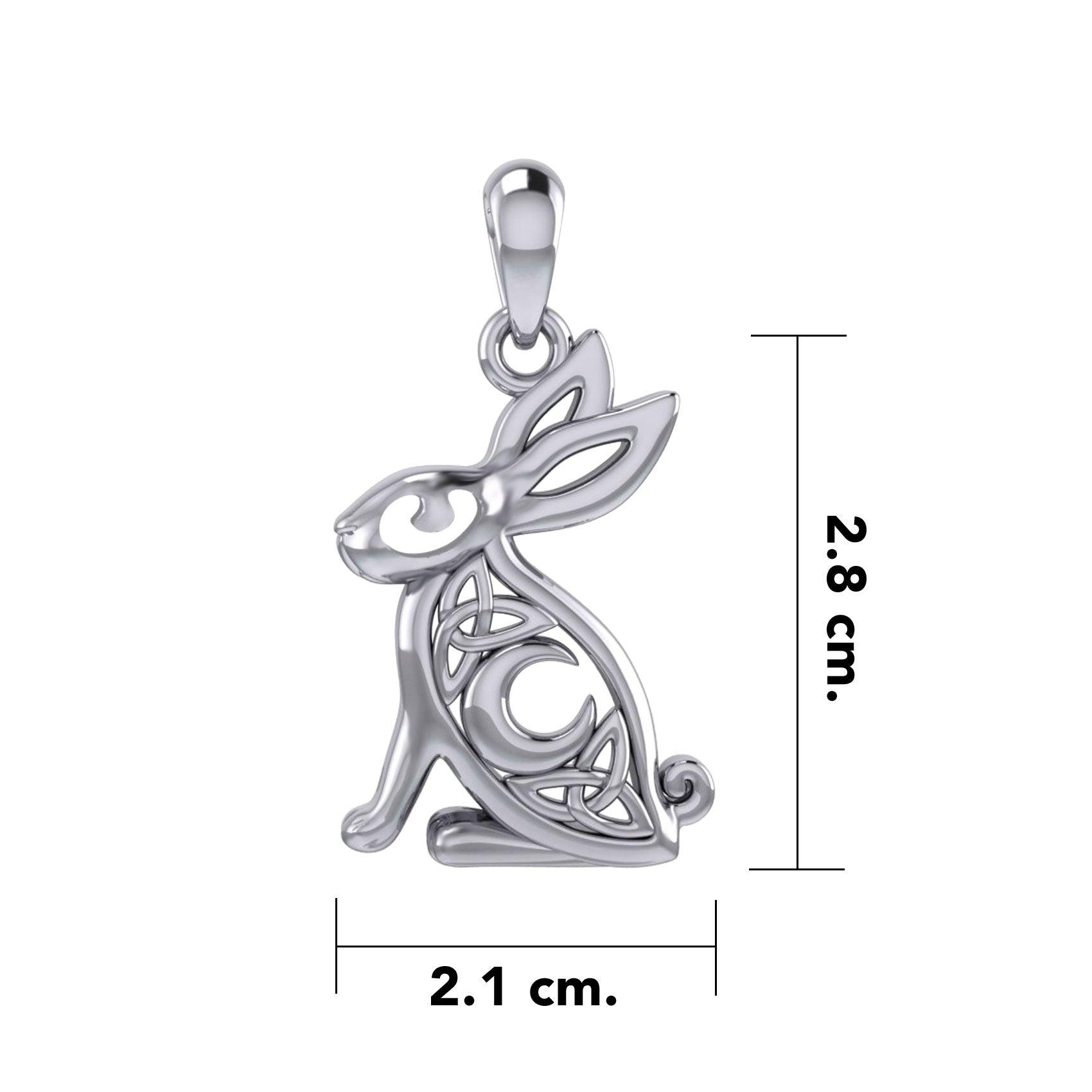 Celtic Rabbit or Hare With Crescent Moon Sterling Silver Pendant TPD6036