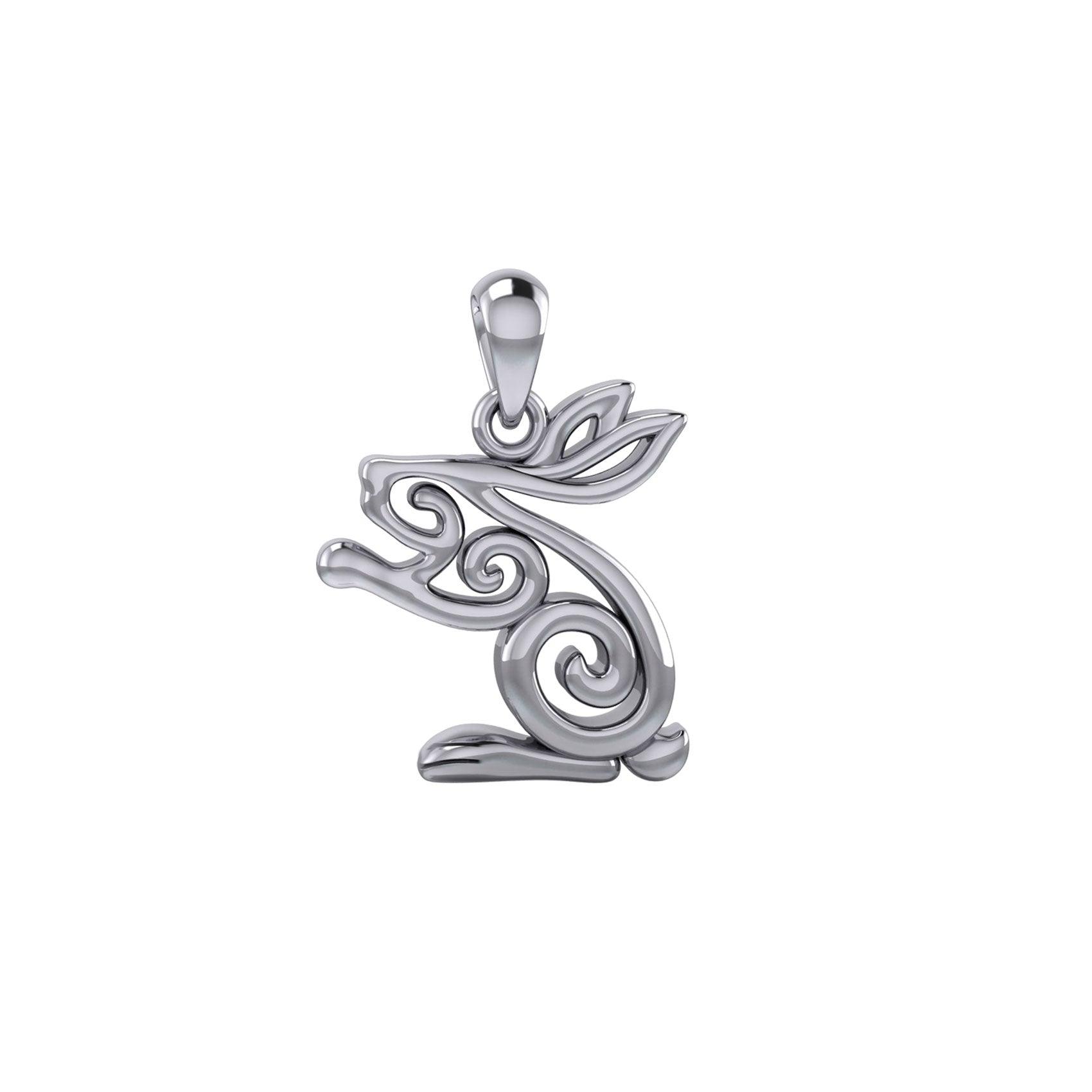 Celtic Spiral Rabbit or Hare Sterling Silver Pendant TPD6037
