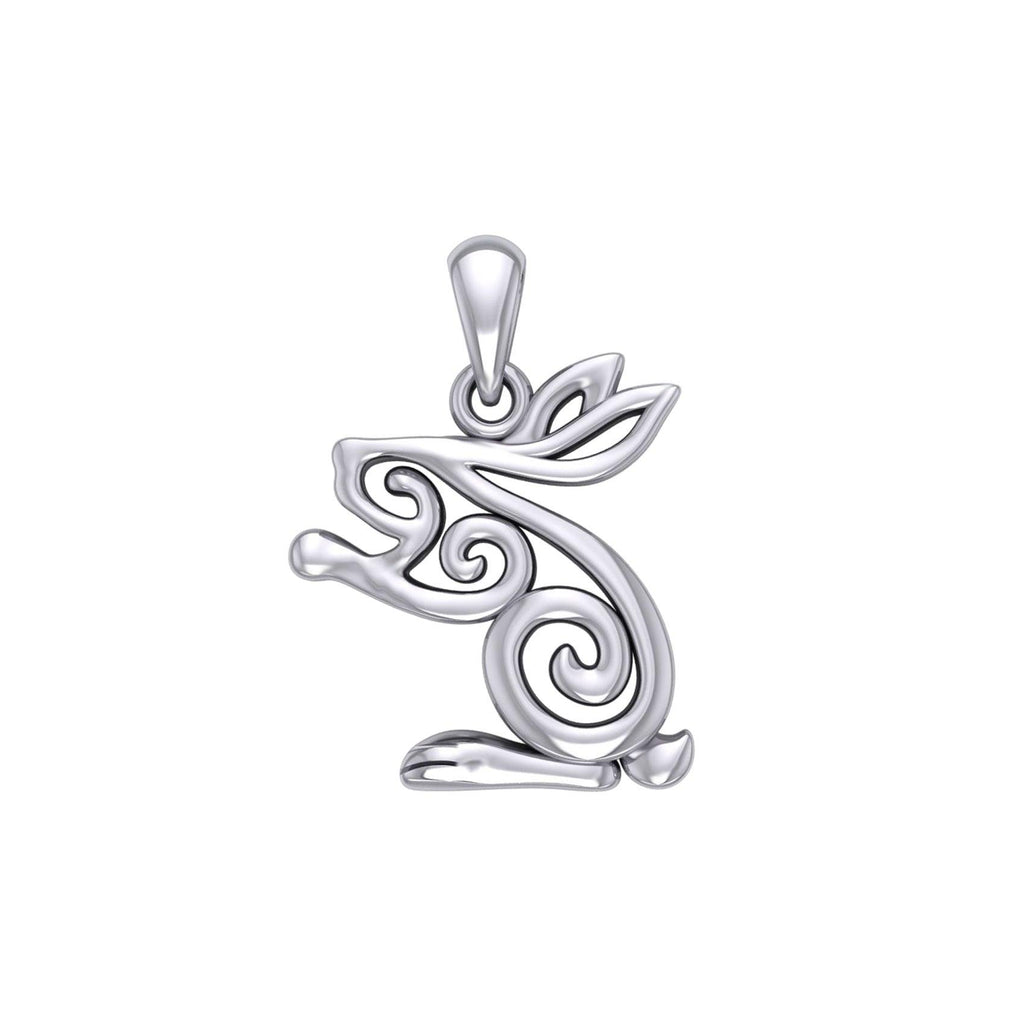 Celtic Spiral Rabbit or Hare Sterling Silver Pendant TPD6037