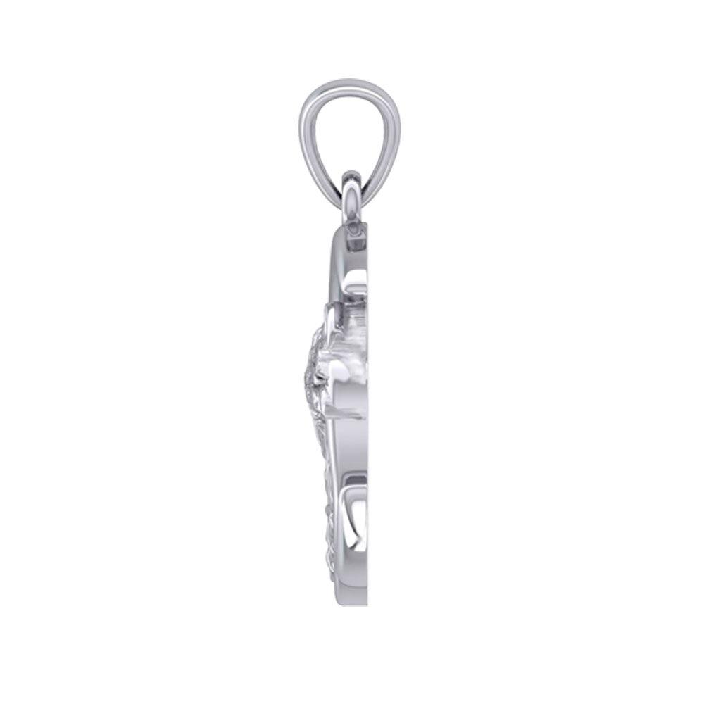 Double Celtic Wolves with Crescent Moon Sterling Silver Pendant TPD6042