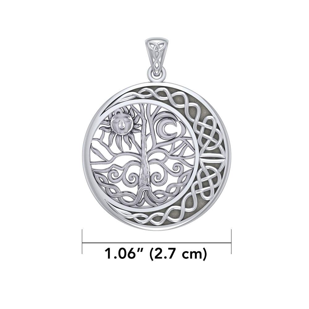 The Tree of Life on Celtic Crescent Moon Sterling Silver Pendant TPD6053