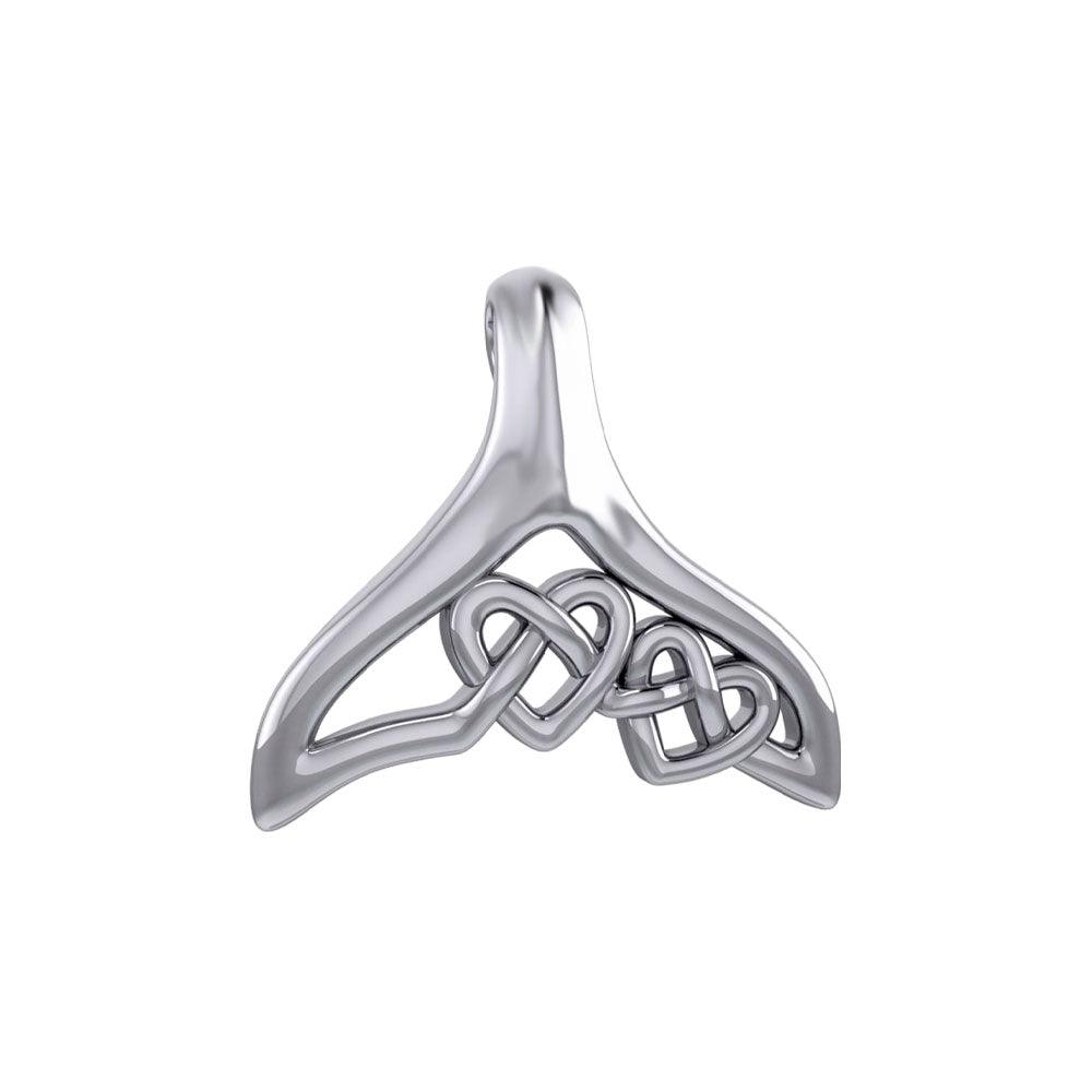 Celtic Whale Tail And Double Heart Sterling Silver Pendant TPD6054