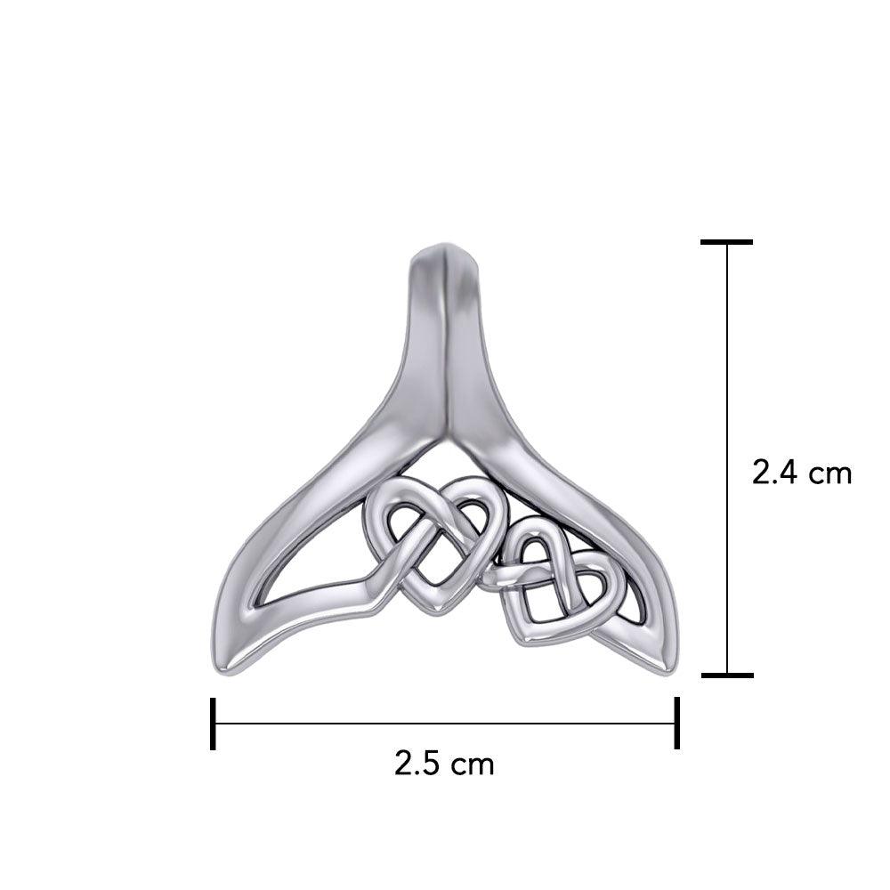 Celtic Whale Tail And Double Heart Sterling Silver Pendant TPD6054