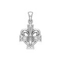 A powerful combination of Celtic elements ~ Fleur-de-Lis and Celtic Cross Sterling Silver Pendant TPD6068