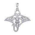 Celtic Manta Ray with Fleur De Lis Symbol Sterling Silver Pendant TPD6073