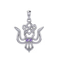 Cuttlefish with Celtic Heart and Gemstone Eyes Silver Pendant TPD6077