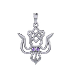 Cuttlefish with Celtic Heart and Gemstone Eyes Silver Pendant TPD6077 | Pendant | Wiccan Center