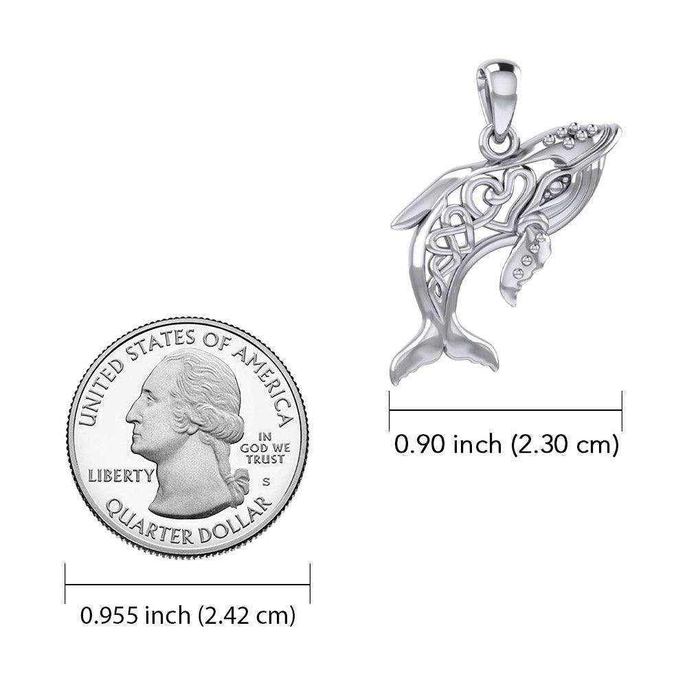 Celtic Whale with Double Heart Silver Pendant TPD6099