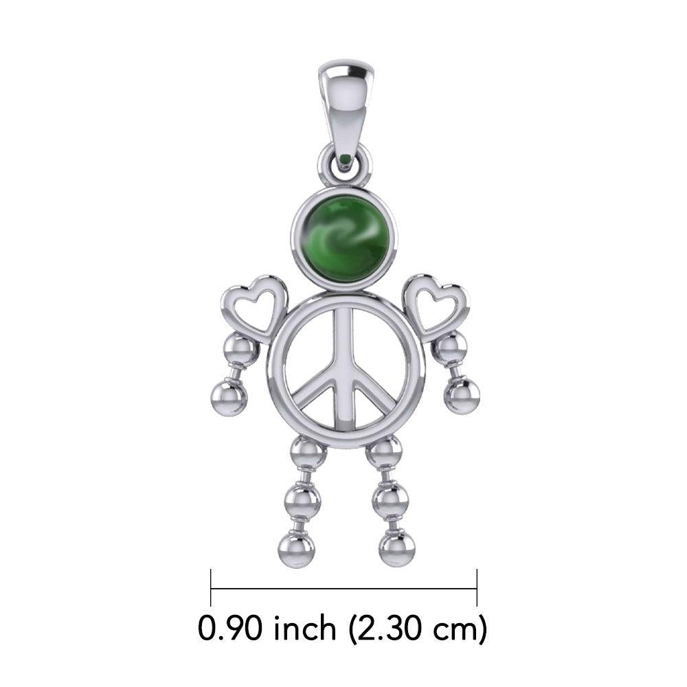 Peace Love and Celtic Tritinty Knot Doll Silver Pendant TPD6106